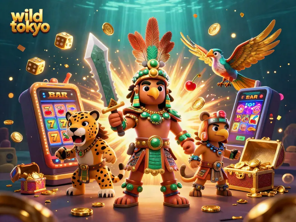 Win big at wild tokyo with vibrant 3D illustration of casino excitement and dynamic gaming action.